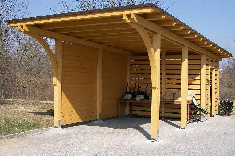 tettoia auto singola legno abete lamellare archi
