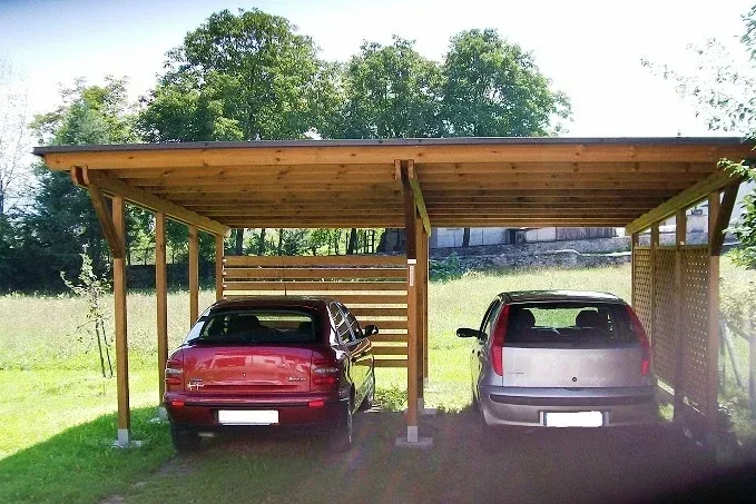 tettoia per auto posti doppi in legno di pino nordico trattato in autoclave