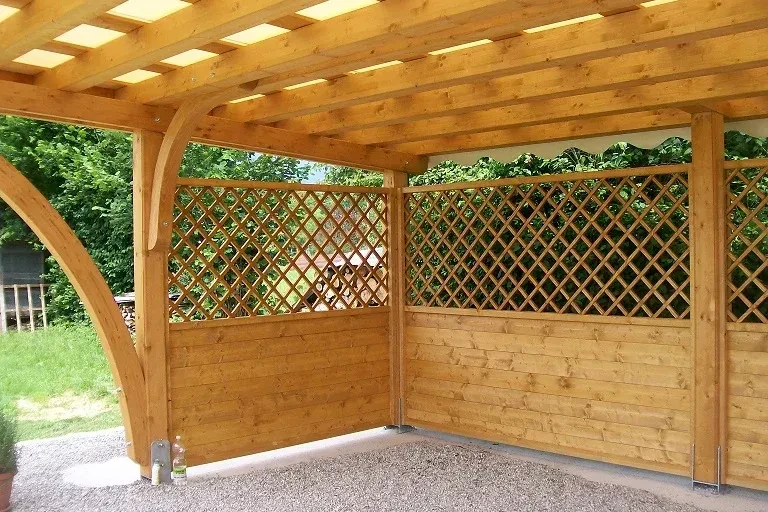 tettoia doppia per posti auto in legno abete lamellare